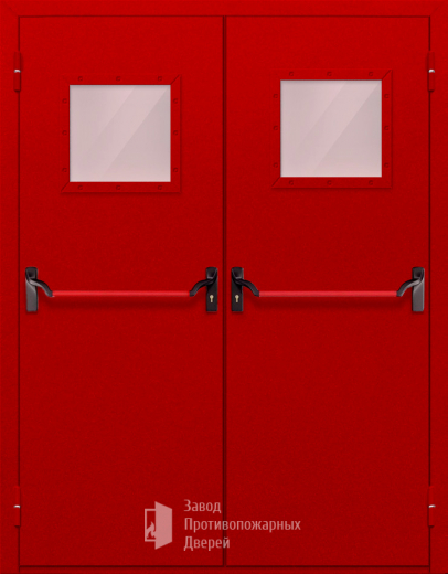 Фото двери «Двупольная со стеклопакетом и антипаникой (красная)» в Санкт-Петербургу