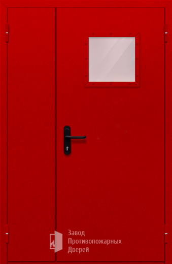 Фото двери «Полуторная со стеклопакетом (красная)» в Санкт-Петербургу