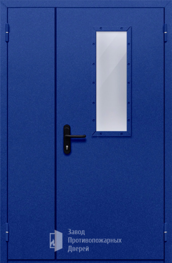 Фото двери «Полуторная со стеклом (синяя)» в Санкт-Петербургу