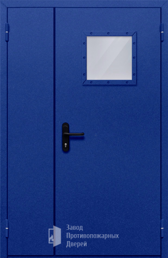 Фото двери «Полуторная со стеклопакетом (синяя)» в Санкт-Петербургу