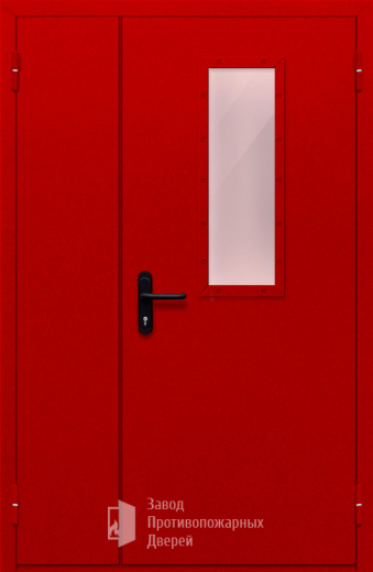 Фото двери «Полуторная со стеклом (красная)» в Санкт-Петербургу