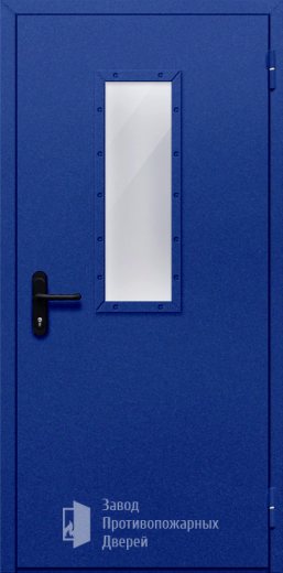 Фото двери «Однопольная со стеклом (синяя)» в Санкт-Петербургу