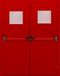 Фото двери «Двупольная со стеклопакетом и антипаникой (красная)» в Санкт-Петербургу