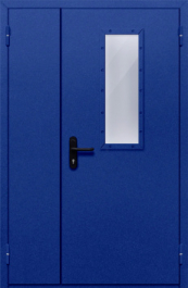 Фото двери «Полуторная со стеклом (синяя)» в Санкт-Петербургу