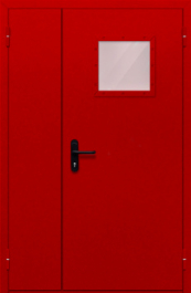 Фото двери «Полуторная со стеклопакетом (красная)» в Санкт-Петербургу