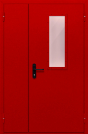 Фото двери «Полуторная со стеклом (красная)» в Санкт-Петербургу